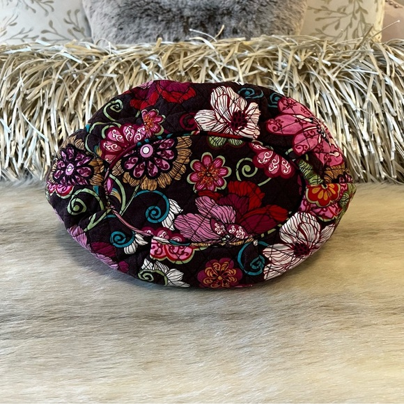 VERA BRADLEY Mod Pink 2007 Morgan Shoulder Bag 2 Handle Brown Pink Floral 70s - Picture 9 of 13